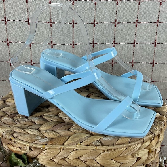 Jeffrey Campbell Womens Baby Blue Shiny “Jamm-3” Jelly Slide Sandal Heels Size 7 - Picture 2 of 10